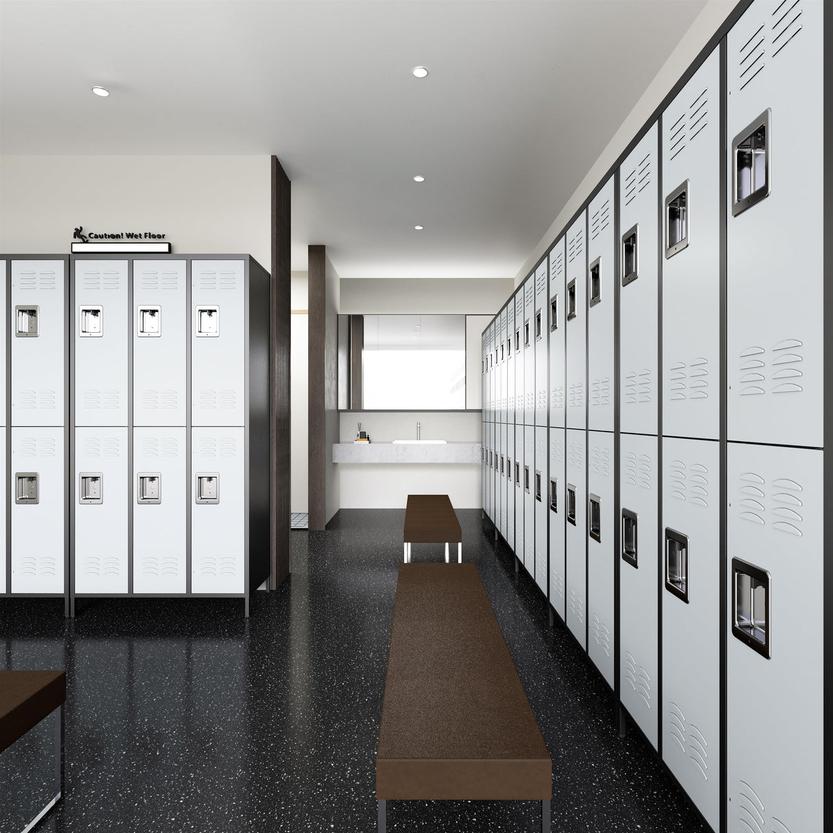 BYNSOE Metal Locker 6 Doors Employees Locker Storage Cabinet Locker School Hospital Gym Locker Requires Assembly (black gray -6 doors 36" w) BYNSOE