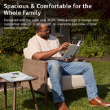 EAST OAK 3-Piece Patio Furniture Set | Armchairs & Coffee Table | Outdoor Furniture with Cushions | Deep Seating Modern Conversation Set | Garden, Porch, Balcony & Backyard | Chestnut & Apricot EAST OAK