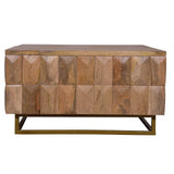 The Urban Port 33-Inch Lift Top Storage Trunk Coffee Table, Square, Mango Wood, Natural Brown TUP THE URBAN PORT