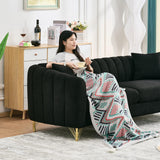 Black Cloud Couch for Living Room, 63.5" Modern Comfy Overstuffed Deep Seat Tufted Sofa with Gold Legs & Pillows, Plush Teddy Boucle Upholstered Curved Loveseat Settee with Round Arm (Black, 2 Seater) SLEERWAY