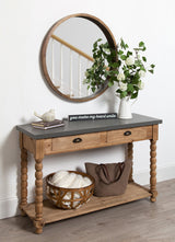 Kate and Laurel Rutledge Farmhouse Chic Two Drawer Console Table, Rustic Wood Base and Concrete Gray Top Kate and Laurel