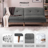 Flamaker Futon Sofa Bed Fabric Couch Adjustable Sleeper Sofa Bed for Small Apartment Modern Convertible Futon Set, Gray Flamaker