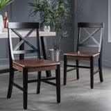 Christopher Knight Home Roshan Farmhouse Acacia Wood Dining Chairs, Black / Walnut Christopher Knight Home