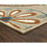 Maples Rugs Reggie Floral Runner Rug - Made in USA - Washable, Non Slip Indoor Carpet for Kitchen, Hallway, and Laundry Room, 2' x 6', Beige Maples Rugs
