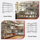 REIBII 1500LBS Storage Shelves 61.7''W Wire Shelving Unit 5 Tier Metal Shelving for Storage Rack Shelves Heavy Duty Garage Shelf Pantry Shelves Kitchen Shelving, 61.7" W*72.4" H*15.8" D, Chrome REIBII