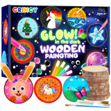 Crincy Kids Wooden Painting Kit, Glow in The Dark Paint Kit, Arts and Crafts Birthday Party Gifts for Kids Ages 8-12, Creative Art & Craft Activity Kits Toys for Boys Girls 6 7 8 9 10 12 Year Old Crincy