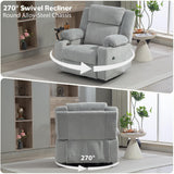 SINCRUMI Power Oversized Swivel Rocker Recliner with Dual Motor Adjustable Headrest for Adults, Glider Rocking Chair with Vibration and Heat, USB A&C Ports, Armrest Storage, Cup Holder, Light Grey SINCRUMI