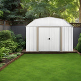 The New Yard 10x2 Metal Storage Shed – Outdoor Garden Shed with Lockable Door, Heavy-Duty Steel Utility Shed for Tools, Lawn Equipment & Backyard Storage, Tan NEW YARD