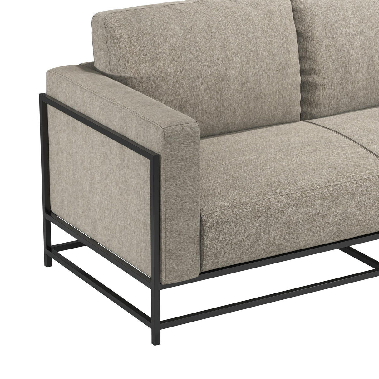 Novogratz Kelly Industrial Modern 72" Sofa with Metal Base, Beige Novogratz