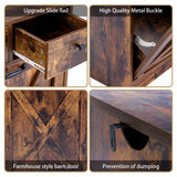 Zedesey 13 Gallon Tilt Out Trash Cabinet with 2 Drawers Wood Hidden Kitchen Recycling Cabinet Free Standing Pet Proof Trash Can Laundry Cabinet for Kitchen (Rustic Brown) Zedesey