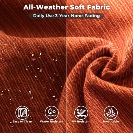 ovios 6 Pieces Patio Furniture Set, Outdoor Wicker Sectional Sofa with Glass Table Comfy Cushions, Modern Modular Deep Seat Couch Rattan Conversation Set, Orange Red ovios