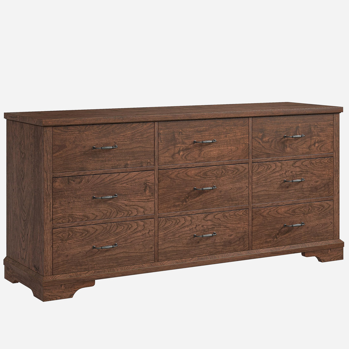 EnHomee 9 Drawers Dresser, 63" W Farmhouse Dressers for Bedroom Dressers with 9 Drawers, Solid Wood Dresser TV Stand with Large Metal Handle, Modern Wood Drawer Organizer for Closet (Rsutic Brown) EnHomee