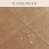 HUIMO 33-Inch Leather Ottoman Coffee Table, Large Ottoman for Living Room, Square Ottoman with Shelf & Solid Wood Frame, Upholstered Ottoman Foot Rest (Light Brown) HUIMO