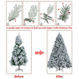 Yaheetech 7.5ft Premium Snow Flocked Hinged Artificial Christmas Fake Spruce Full Tree for Home Office Party Decoration with 1284 Branch White Snow Tips and Metal Stand Yaheetech