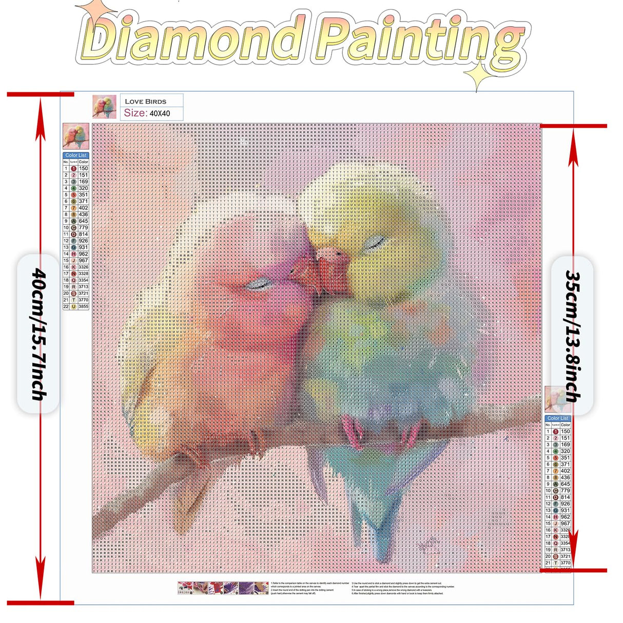 Milila 5D Diamond Painting Kits for Adults Full Drill Love Birds Diamond Art Kits Diamond Dots Beginners Craft Kits for Home Wall Decor Gifts 15.7x15.7inch(Love Birds) Milila