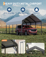 Garveelife 13'x21'x11' Oversized Metal Carport, Steel Heavy Duty Carport for All-Weather, Permanent Shelter for Bass Boats, Pickup Trucks, and Tractors, N.W. 660 Lbs GarveeLife