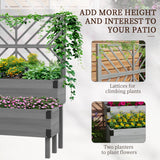 Outsunny Raised Garden Bed with Trellis, 2 Tier Wooden Elevated Planter Box with Legs and Metal Corners for Vegetables, Flowers, Herbs, Gray Outsunny