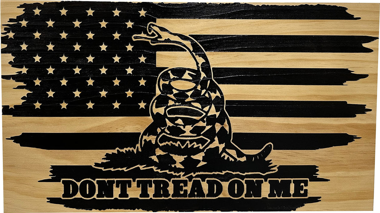 Bellewood Designs Dont Tread On Me American Flag Wall-Mounted Secure Gun Cabinets & Safes (Distressed) Bellewood Designs