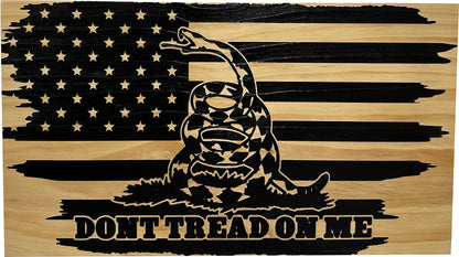 Bellewood Designs Dont Tread On Me American Flag Wall-Mounted Secure Gun Cabinets & Safes (Distressed) - WoodArtSupply