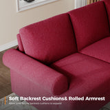 Fadware 91” Sofa Couch, Deep Seat Sofa with Lawson Style Armrests, Modern 3 Seater Sofa with Upholstered Cushion& Backrests, Mid-Century Comfy Couch for Living Room, Apartment, Red Fadware