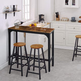 VEIKOU 47'' Rustic Brown Industrial Bar Table with Adjustable Legs VEIKOU