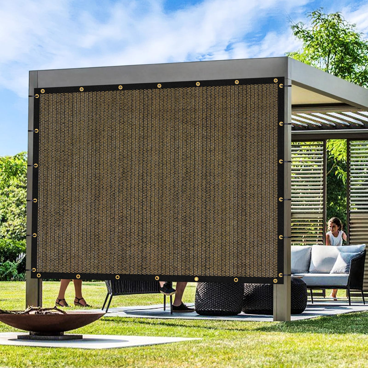 Artpuch Outdoor Pergola Shade Cover 10x18 FT Sun Shade Cloth with Grommets Mocha 90% UV Protection Canopy Patio Privacy Screen (Customized Available) Artpuch