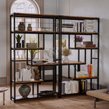 IRONCK Bookshelves 6 Tiers, Industrial Etagere Heavy Duty Shelves for Living Rooom, Office Storage Geomeric Display Boocase, Vintage Brown IRONCK