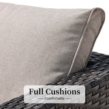 HOOOWOOO 11 Piece Patio Sectional Furniture Set with Fire Pit Table,Modern Wicker Outdoor Conversation Sofa Sets,Weather Resistant Modular L Shaped Outside Couch Swivel Chair Set(Beige) HOOOWOOO