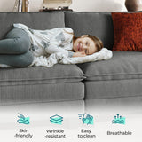 LINSY HOME 157'' Modular Sectional Sofa Grey Couch Corduroy Cloud Couches for Living Room, U Shaped Couch with Movable Ottoman, Modern Cloud Sectional Sofas for Bedroom and Apartment, Grey LINSY HOME