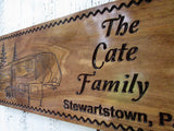 Custom Camping Sign with a 5th Wheel Camper, Personalized Camper Sign, Custom Carved Wooden Signs, C111 Southern Made Signs