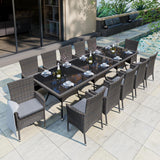 10 Piece Patio Dining Set All-Weather Wicker Outdoor Patio Furniture Set Include 8 Dining Chairs w/Soft Cushions and 2 Tempered Glass Table with Umbrella Hole,Rattan Patio Conversation Set,Brown/Gray Halmuz