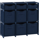 9 Cube Distressed Organizer with Drawers - Easy Assemble - Baby, Kids Dorm Room Organizer (Navy) NEATERIZE