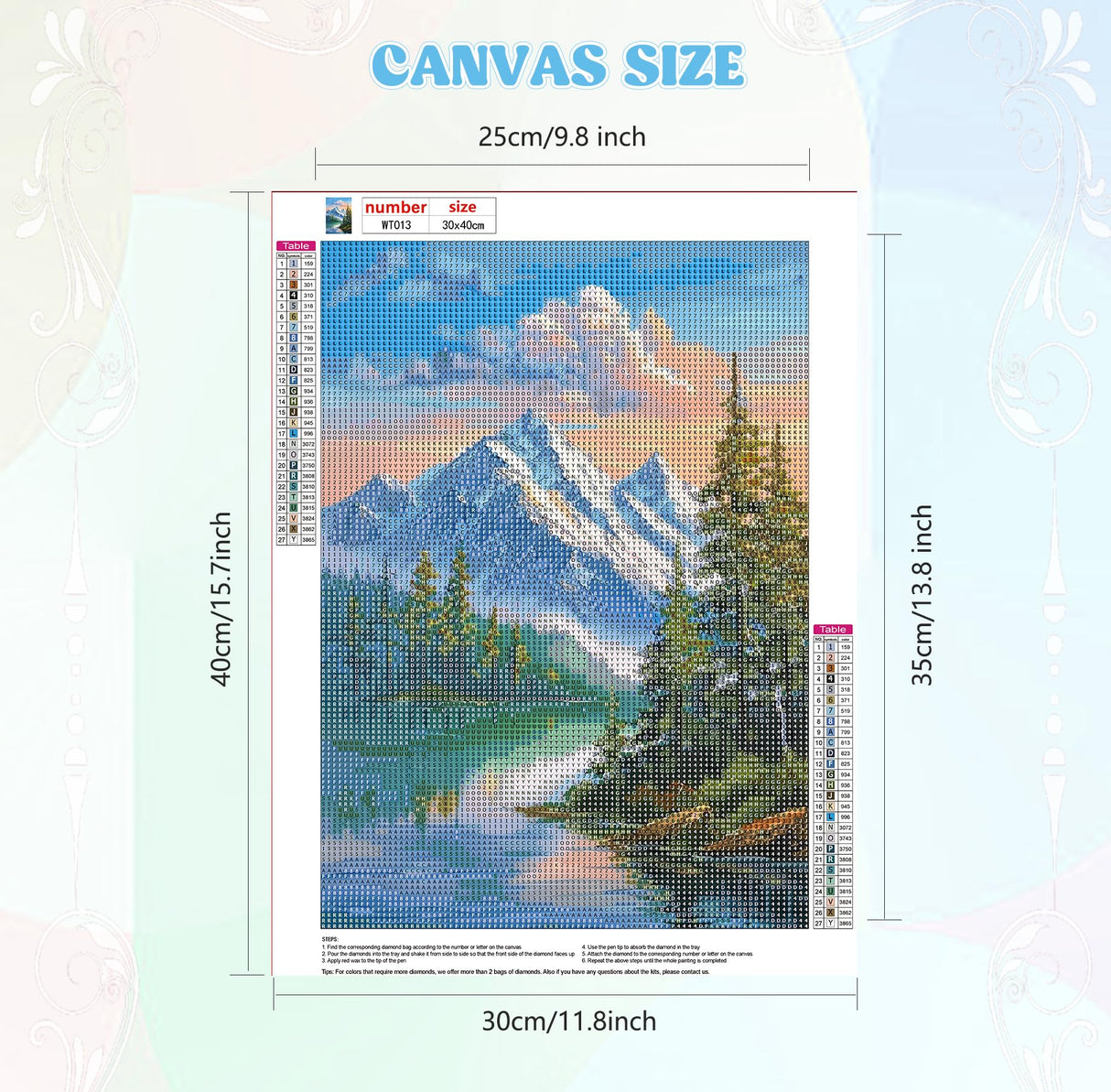 QENSPE 5D Diamond Art Snowy Mountain DIY Round Full Drill Diamond Painting Kits for Beginners,Landscape Diamond Dots for Adults,Home Wall Decor & Gift Perfect for Relaxation 12x16 inch QENSPE