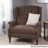 Great Deal Furniture Salome Oversized Tufted Wingback Fabric Push Back Recliner, Brown Christopher Knight Home