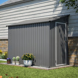 YOPTO 4x8 FT Lean to Metal Shed,Outdoor Storage Shed W/Floor Frame & Reversible Installation,All Weather Waterproof Garden Tool House W/Lockable Door & 2 Air Vents,for Backyard,Patio,Lawn,Gray YOPTO