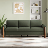 Christopher Knight Home Yadil Teddy Fleece Upholstered 3 Seater Sofa Couch, Wooden Home Sofa Living Room, Comfy Cloud Couch for Bedroom, Home Office, Olive Green Christopher Knight Home