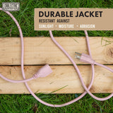 Cablectric Outdoor Extension Cord 50 ft - 16 Gauge 13 Amp Heavy Duty Power Extension Cords - SJTW - Great for Small Appliances, Outdoor Lights, Garden Supplies - Pink Cablectric