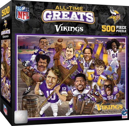 MasterPieces 500 Piece Sports Jigsaw Puzzle for Adults - NFL Minnesota Vikings All-Time Greats - 15x21