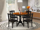 East West Furniture Antique 5 Piece Kitchen Set for 4 Includes a Round Room Table with Pedestal and 4 Dining Chairs, 36x36 Inch, Black & Cherry East West Furniture