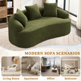 65'' Modern Curved Cloud Loveseat Sectional Sofa for Small Spaces, Luxury Plush Chenille Deep Seat Couch with 3 Pillows, No Assembly Needed Apartment Living Room Furniture, Green TTK