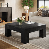 Tribesigns 39.4-Inch Square Coffee Table for Living Room, Farmhouse All MDF Accent Center Cocktail Table with Sturdy Wooden Legs, Easy Assembly, Black Tribesigns