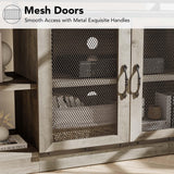 CABIHOME Farmhouse TV Stand for 65/75 inches TVs, Entertainment Center with Storage Cabinet and Mesh Doors, Industrial TV Media Console Cabinet Table, Media Furniture for Living Room, Grey CABIHOME