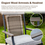 PHI VILLA 5 Piece Outdoor Bar Furniture Set, Counter Height Patio Bar Bistro Table (Square) & Rattan Wicker Bar Stools Chairs with All Weather Cushions for Backyard, Deck and Porch PHI VILLA