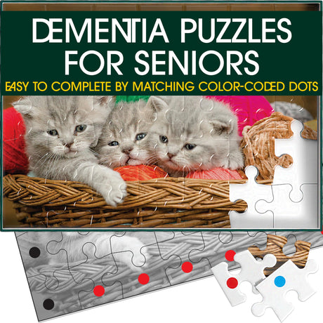 Keeping Busy Dementia Puzzles for Seniors Kittens 35 Piece Puzzle for Seniors with Dementia Color Coded with Templates - Puzzles for Dementia Patients - Puzzles for Dementia Seniors - Dementia Puzzle Keeping Busy