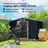 Outsunny 9' x 6' Outdoor Storage Shed, Garden Tool Metal Shed with Foundation Kit, Double Lockable Door, Air Vents and Sloping Roof, for Backyard, Patio, Lawn, Dark Gray Outsunny