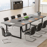 Tribesigns 8FT Conference Table, 94.49 L x 47.24 W x 29.53 H Inches Large Meeting Podcast Table for 10 People, Business Style Wooden Training Table with Strong Metal Frame for Office Conference Tribesigns