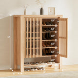 INNOD 43" Tall Shoe Storage Cabinet with Doors, 8-Tier Entryway Shoe Cabinet with Adjustable Shelves, Modern Freestanding Shoes Rack Organizer Cabinet for Entryway Hallway Front Door INNOD