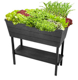 Keter Urban Bloomer 12.7 Gallon Raised Garden Bed and Outdoor Herb Garden Planter with Self Watering Gauge and Drainage Plug, Dark Grey Keter