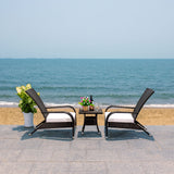 SAFAVIEH Outdoor Collection Edna Black/White Cushion 3-Piece Lounge Set with Table (PAT7719A) SAFAVIEH