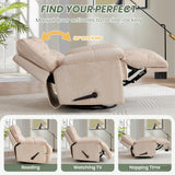 VIKAYAMICS Oversized Rocker Recliner Chair 42” Power Swivel Recliner for Living Room Overstuffed Extra Wide Rocking Recliners with Breathable Soft Fabric Up to 400lbs(Manual Beige) VIKAYAMICS